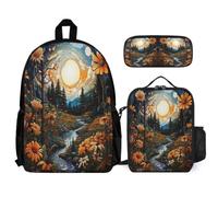 WECECE Book Pack Daisy 3 Piece Set for Children 8-10 Years, School Bag Plant Theme 3 Piece Set Year 1-2 for Young Learners Family Trips and Activities