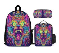 WECECE Book Pack Dragon with Lunch Box Pencil Case for Kids 8-10 Years, School Bag Colourful School Supplies Bundle Year 2 for Boys Family Trips and Activities