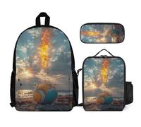 WECECE Book Pack Football with Pencil Case and Lunch Bag Soccer Ball for Boys Girls 12-14 Years Year 7-8, Secondary School Carry Bundle for Travel and Learning