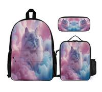 WECECE Book Pack Ice and Fire Basketball Set with Lunch Tote and Pencil Case for Boys 9-11 Years, Book Pack Basketball 3 Piece Set Year 2-4 for Primary Students Study Sessions and Travel