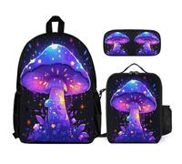 WECECE Book Pack Mushroom with Lunch Box Pencil Case for Kids 8-10 Years, School Bag Plant Theme School Supplies Bundle Year 2 for Boys Family Trips and Activities