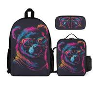 WECECE Book Pack Set Panda for Children Age 9 Year 4, Includes Lunch Box Animal Print and Pencil Case, Matching School Gear for Classes Family Day Trips and Sports