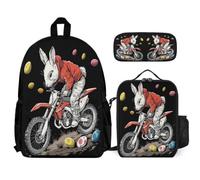 WECECE Book Pack Set Rabbit with Lunch Box Pencil Case Animal Bunny for Teenagers 12-14 Years Year 7-8, Matching Carry Bundle for Secondary Classes and Travel