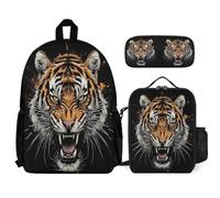 WECECE Book Pack Tiger with Pencil Case and Lunch Bag Animal Tiger for Boys Girls 12-14 Years Year 7-8, Secondary School Carry Bundle for Travel and Learning