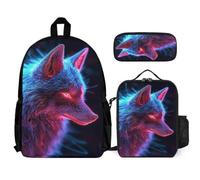 WECECE Book Pack Wolf with Lunch Box Pencil Case for Kids 8-10 Years, School Bag Animal Wolve School Supplies Bundle Year 2 for Boys Family Trips and Activities