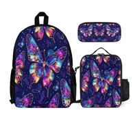 WECECE Bookbag Butterfly School Supplies Bundle for Children Age 8, Schoolbag Colourful School Supplies Bundle Year 1-2 for Young Learners Daily Carry and Trips
