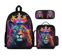WECECE Bookbag Cheetah with Lunch Bag and Pencil Case for Children Age 6, School Backpack Leopard Animal with Pencil Case and Lunch Bag Year 3 for Girls Family Trips Activities