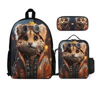 WECECE Bookbag Cheetah with Lunch Tote Leopard Animal Pencil Case for Boys Girls 10-12 Years Year 5-6, Matching School Gear for Travel and Learning Sessions