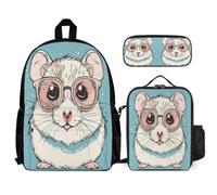 WECECE Bookbag Cute Guinea Pig School Supplies Bundle for Kids 7-9 Years, Backpack Animal with Lunch Box Pencil Case Year 1-2 for Young Learners Family Trips and Activities