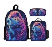 WECECE Bookbag Cute Guinea Pig School Supplies Bundle with Lunch Bag Animal and Pencil Case for Teenagers Age 7 Year 13, Matching Carry Set for Learning
