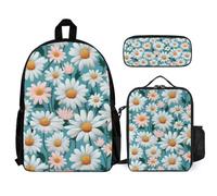 WECECE Bookbag Daisy with Lunch Box Pencil Case for Boys 10-12 Years, Backpack Flower School Supplies Bundle Year 3 for Boys Outdoor Learning and Travel