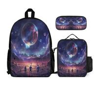 WECECE Bookbag Football School Supplies Bundle for Girls Age 12, School Bag Soccer with Pencil Case and Lunch Bag Year 3 for Young Learners Study Sessions and Travel