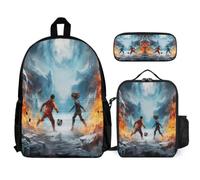 WECECE Bookbag Football School Supplies Bundle for Kids 7-9 Years, Backpack Soccer with Lunch Box Pencil Case Year 1-2 for Young Learners Family Trips and Activities