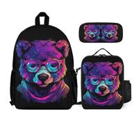 WECECE Bookbag Football Set with Pencil Case and Lunch Bag for Children 7-9 Years, School Backpack Soccer 3 Piece Set Year 3-5 for Girls Daily Carry and Trips