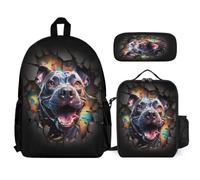 WECECE Bookbag French Bulldog School Supplies Bundle with Lunch Bag Dog Animal and Pencil Case for Teenagers Age 7 Year 13, Matching Carry Set for Learning