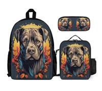 WECECE Bookbag French Bulldog with Lunch Box Pencil Case for Boys 10-12 Years, Backpack Dog Animal School Supplies Bundle Year 3 for Boys Outdoor Learning and Travel