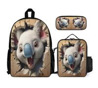 WECECE Bookbag Koala School Supplies Bundle for Children Age 8, Schoolbag 3D Animal School Supplies Bundle Year 1-2 for Young Learners Daily Carry and Trips