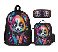 WECECE Bookbag Panda School Supplies Bundle for Children Age 8, Schoolbag Animal Print School Supplies Bundle Year 1-2 for Young Learners Daily Carry and Trips