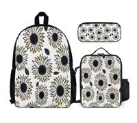 WECECE Bookbag Set Sunflower with Lunch Bag Pencil Case Flower for Boys Girls 6-8 Years Year 1-2, Matching School Supplies Bundle for Trips Sports and Study