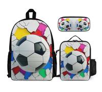 WECECE Bookbag Soccer Ball with Lunch Bag and Pencil Case for Kids 9-11 Years, Backpack Football with Pencil Case and Lunch Bag Year 6 for Boys Study Sessions Travel