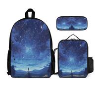 WECECE Bookbag Starry Sky School Supplies Bundle for Children Age 8, Schoolbag Colourful School Supplies Bundle Year 1-2 for Young Learners Daily Carry and Trips