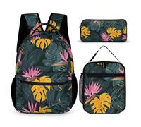 WECECE Botanical Print Book Pack School Supplies Bundle for Children Age 12, Tropical Leaves Book Pack School Supplies Bundle Year 1-2 for Boys Sports Clubs Holiday Travel and Daily Carry