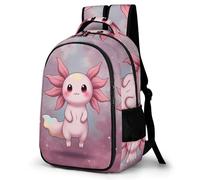 WECECE Boys Axolotl Rucksack 10-16 Years Girls Daypack for Junior School Kids Kawaii Salamander Backpack, Lightweight and Durable for Spring Trip and Autumn Outing