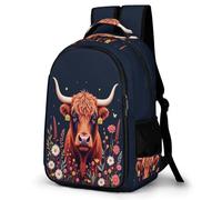 WECECE Boys Backpack, School Bag Kids Highland Cattle Backpack - Girls Backpacks,Children Primary Schoolbag Cow Design BookBag for School&Travel, Lightweight Schoolbag for 9-16