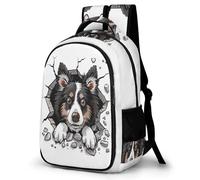 WECECE Boys Border Collie Dog Rucksack 7-12 Years Girls Backpack for Secondary School Kids Puppy Rucksack, Lightweight and Durable for Back to School Gift and Daily Use
