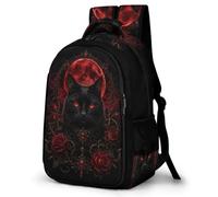 WECECE Boys Cat Black Backpack Ages 8-12 and 14 Year Olds, Girls Animal Kitten Rucksack Fashion Backpack School Bag for Year 7-10 Back to School Gift and Daily Use