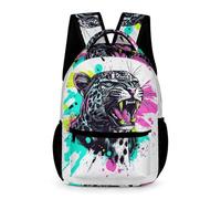 WECECE Boys Colourful Cheetah Backpack Age 8 Leopard Animal School Backpack for Girls Primary Year 2 Durable with Side Pockets Bookbag Daily Items Class Daily Use