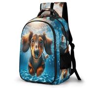 WECECE Boys Dachshund Back pack Ages 7-12 Girls Backpack for Primary to Secondary Kids Animal Puppy Backpack Lightweight, Stylish and Durable for Outdoor Travel and Spring Trip