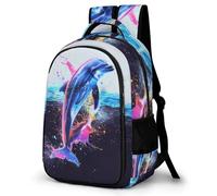 WECECE Boys Dolphin Pattern School Bag Ages 10-15, Girls Daypack for Primary Years, Kids Sea Creature Bookbag, Lightweight, Stylish and Durable for Travel Outdoor and Day Trips