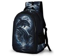 WECECE Boys Dolphins Design Bag Age 7-11 Girls Schoolbag for Secondary Years Kids Marine Life School Backpack, Stylish and Durable for Autumn Outing and Travel