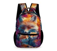 WECECE Boys Fox Illustration School Backpack Age 6 Animal Pattern Rucksack for Girls Year 3 with Front Pocket Backpack Books Stationery Bottle Spring Outing Travel