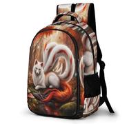 WECECE Boys Fox Printed Daypack Ages 8-12 and 14 Year Olds, Girls Backpack for Secondary School, Kids Animal Fox School Backpack, Stylish Durable for Spring Outing and Autumn Trip