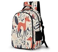 WECECE Boys Foxs Motif School Backpack Age 7-12, Girls Daypack for School Years 4-8, Kids Animal Fox Back pack Refrigerator Door Lightweight Durable for Outdoor Travel and Hiking