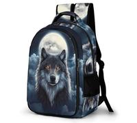 WECECE Boys Full-Moon Wolves Daypack for Year 4-8 Girls Moon Wolf Back pack Ages 9-13 Kids School Bag Lightweight, Stylish and Durable for Travel Outdoor and Day Trips