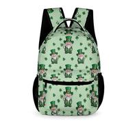 WECECE Boys Girls St. Patrick's Theme Bookbag 7-13 Years Clover Leaves Backpack Years 1-2 Durable with Side Pockets School Bag Books Water Bottle Class Daily Use