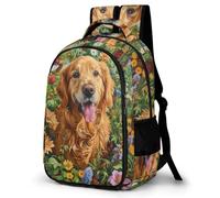 WECECE Boys Golden Retriever Dog School Backpack Age 7-12 Girls Daypack for School Years 4-8 Kids Puppy Back pack, Lightweight Durable for Outdoor Travel and Hiking
