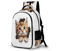 WECECE Boys Kitten 3D Pattern Bookbag Ages 9-13, Girls School Backpack, Kawaii Cat School Bag for Primary to Secondary, 15.6 Inch Laptop Backpack for Daily Use Travel and Hiking