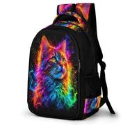 WECECE Boys Kitten Colourful Backpack for Secondary Years, Girls Animal Cat Backpack Age 7-11 Kids Bookbag Lightweight and Durable for Spring Outing Autumn Trip
