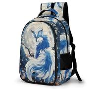 WECECE Boys Moon Fox Printed Bookbag Ages 9-13, Girls School Backpack, Animal Fox School Bag for Primary to Secondary, 15.6 Inch Laptop Backpack for Daily Use Travel and Hiking