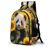 WECECE Boys Panda Daypack 10-16 Years, Girls Daypack for Primary to Secondary Kids Sunflowers Panda School Backpack Cool Durable for Outdoor Travel and Spring Trip