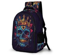 WECECE Boys Skull Illustration School Bag Ages 10-15, Girls Backpack, Skeleton Design Rucksack for Primary to Secondary Refrigerator Door Backpack for School Trips and Outdoor