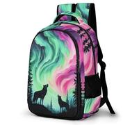 WECECE Boys Wolf Print Daypack for Year 4-8, Girls Animal Wolves Motif Back pack Ages 9-13, Kids School Bag, Lightweight, Stylish and Durable for Travel Outdoor and Day Trips