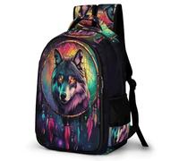 WECECE Boys Wolves Dreamcatcher School Bag Ages 10-15 Girls Daypack for Primary Years Kids Wolf Bookbag Lightweight, Stylish and Durable for Travel Outdoor and Day Trips