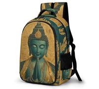 WECECE Buddha Motif School Backpack Kids 9 Year Olds Buddhism Book Bag Students Year 3-5 Stylish Backpack for Kids and Teens Back to School Gift Outdoor Travel Daily Use
