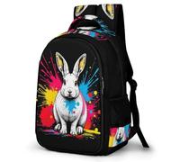 WECECE Bunny Casual Daypack for Girls,Teens Elementary Animal Rabbit School Backpack,Primary Book Bags for Teens