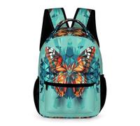 WECECE Butterfly 3D Design Backpack Children for Boys and Girls Age 13 Green Motif School Bag Year 1 Lightweight Rucksack Books Bottle Umbrella Spring Outing Travel